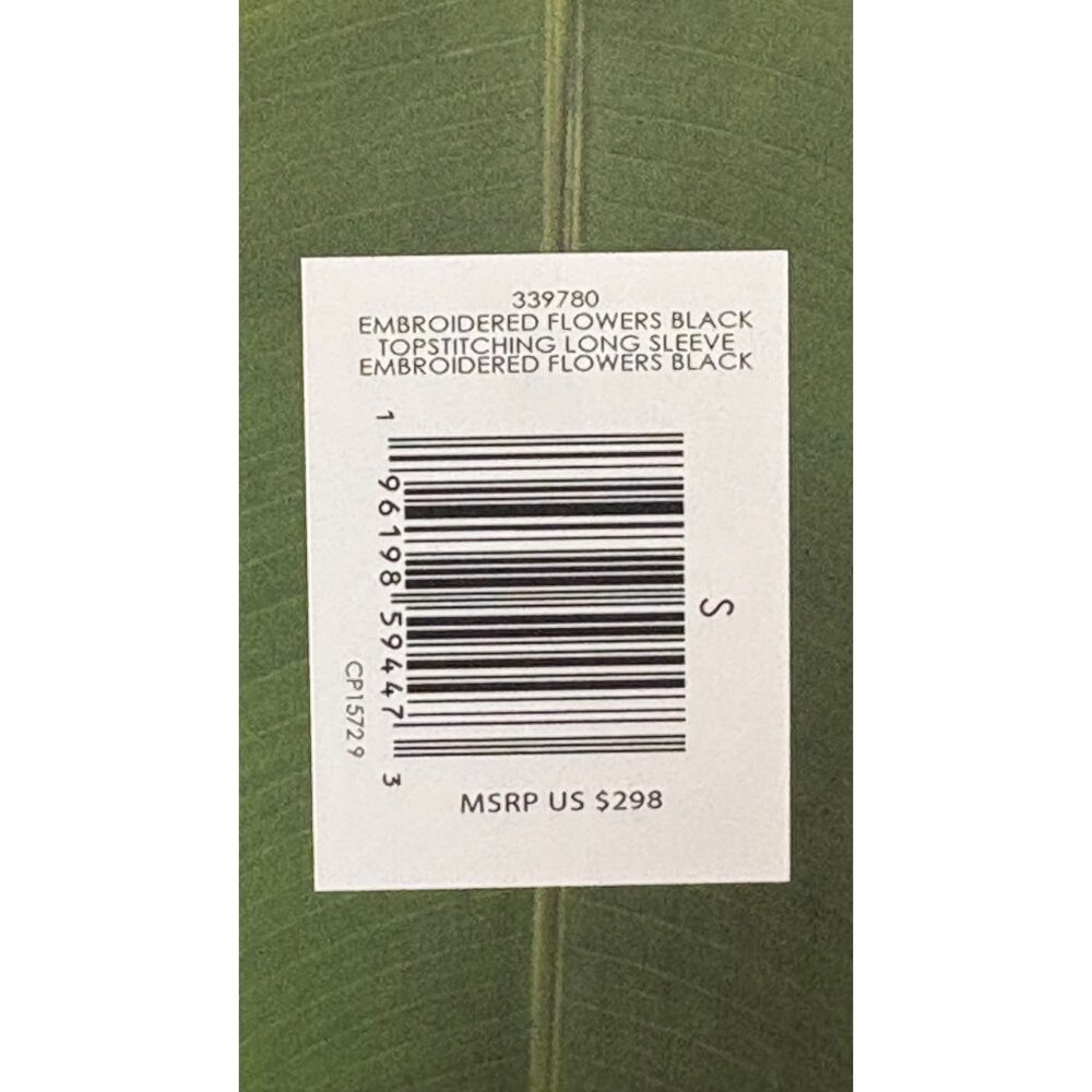 Farm Rio Topstitching Long Sleeve Mini Dress in Black Embroidered Flower Small - Picture 11 of 14